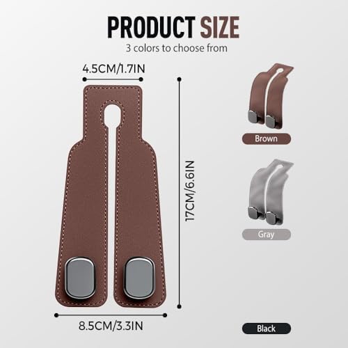 Car Seat Headrest Hooks for Purses and Bags Coat, Leather Car Bag Purse Holder - Image 5