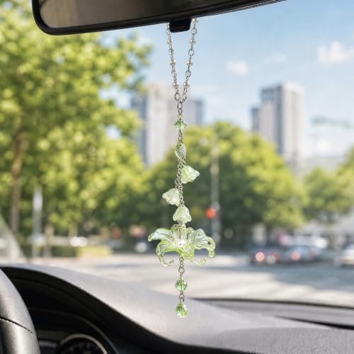 Lily Flower Leaf Car Charm Red Green Summer Waterlily - Image 2