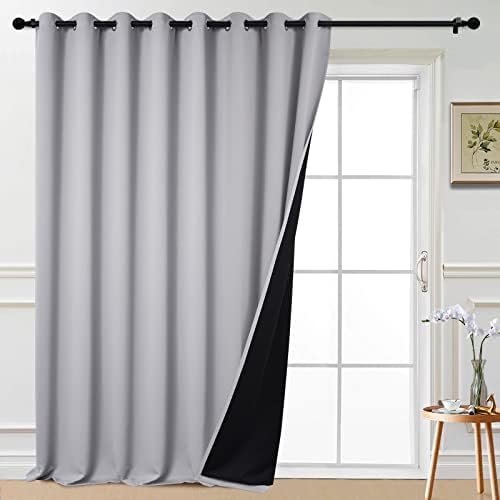 Yakamok Light Grey Blackout Patio Door Curtain Panels W100 x L108, 1 Panel by Yakamok