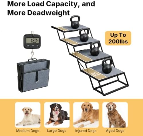 Veehoo Collapsible Dog Stairs for Large Dogs Car Truck SUV, Extra Wide 20" - Image 3