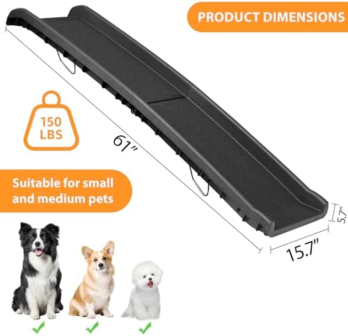 LEMY 61 Inch Folding Dog Ramp for Cars, Non-Slip Dog Pet Stairs, Step Ladder - Image 3