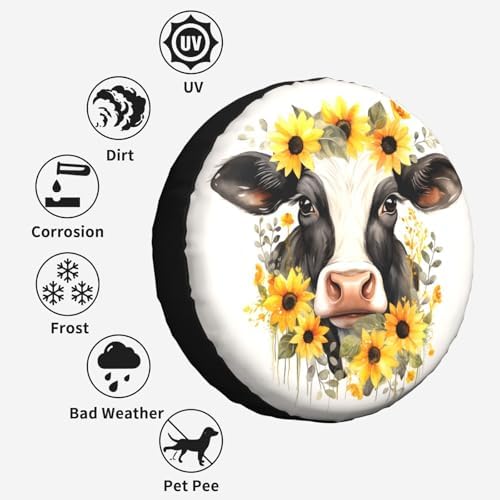 Cow and Sunflower Spare Tire Cover Wheel Protectors - Image 5