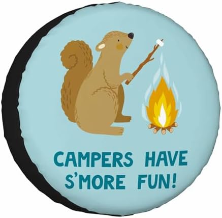 Campers Theme Spare Tire Cover for RV Trailer Squirrel Cute Smiling Squirrel by NOMEDOGYIM