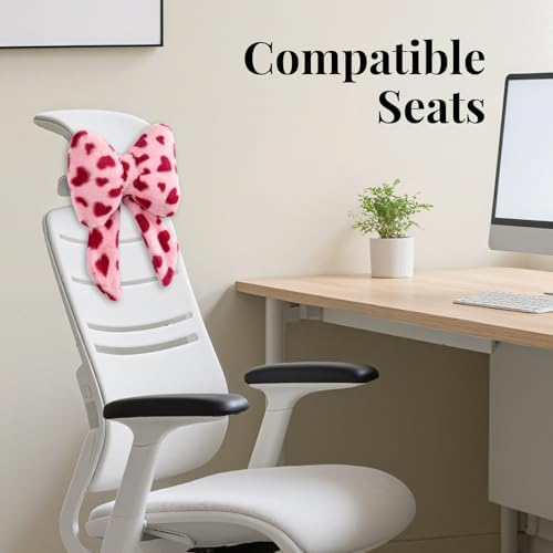 2 Pack Bow Car Headrest Pillow Comfortable Soft Plush Head Rest Cushion - Image 5