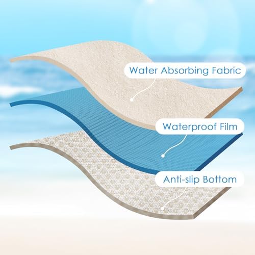Waterproof Car Seat Cover Bench Beige Full Size Universal Fits Car Sweat Towel - Image 7