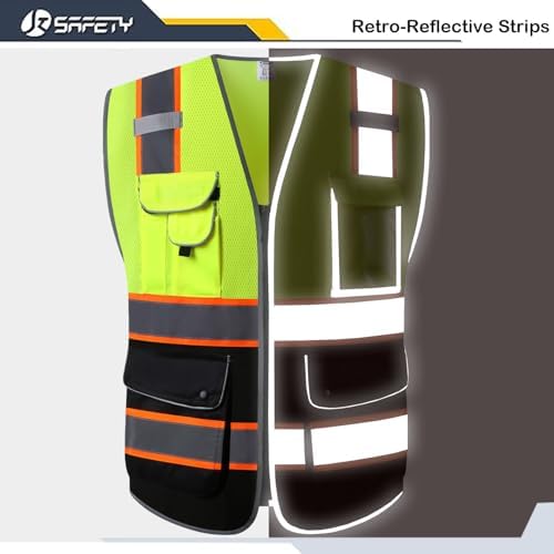 JKSafety Safety Vest for Men Women Reflective Hi Vis JK100 YBlack 2XL - Image 4