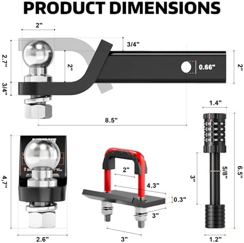AUTOBOTS 2 Inch Trailer Hitch Ball Mount - Image 4