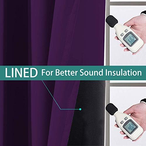 Yakamok Purple 100% Blackout Patio Door Curtain Panels W100 x L96, 1 Panel - Image 4