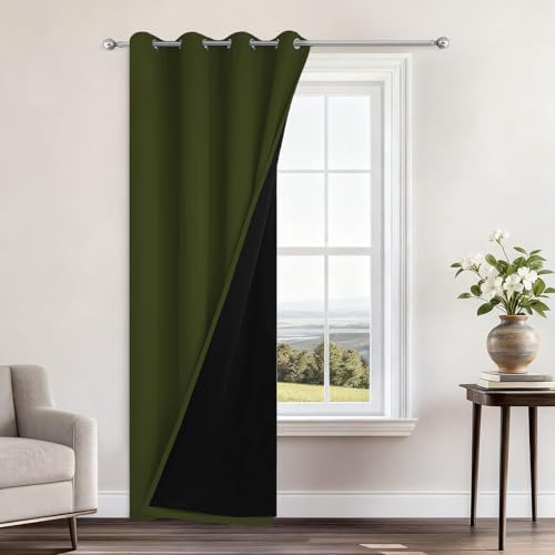 Yakamok Olive Green 100% Blackout Curtains 96 Inches Long 52" Wide 1 Panel by Yakamok