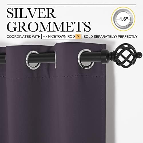 NICETOWN Greyish Purple Blackout Curtains 86 inches Length - Image 2