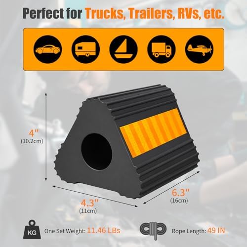 4 Pack Rubber Wheel Chocks for RV Trailer - Image 2