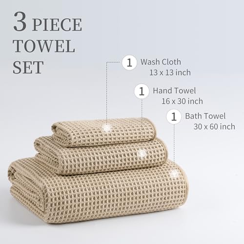 MICROFI Microfiber Waffle Bath Towels, 3 Pieces, Fast Drying, Lint Free - Image 3