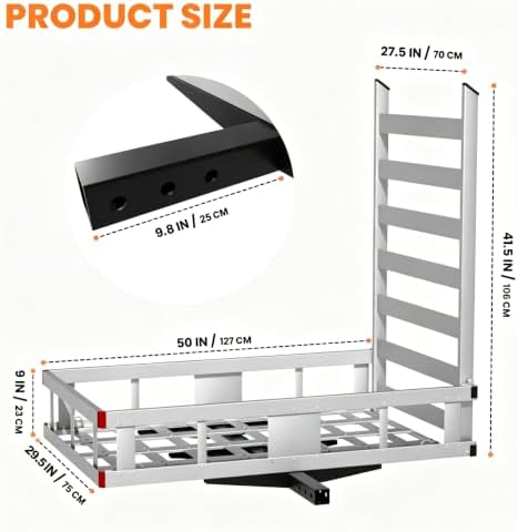 50"x29.5"x9" Aluminum Hitch Cargo Carrier 500lbs Capacity - Image 3