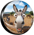 PVC Leather Spare Tire Covers for Trailers, Funny Cute Donkey Animal Wheel by FalePrint