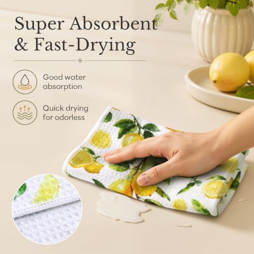 Homaxy Large Waffle Kitchen Towels 2 Pack, Lemon Blueberry - Image 3