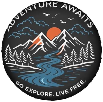Spare Tire Cover，Adventure Awaits Camper Spare Tire Cover Waterproof Sun by Unknown