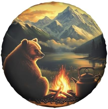 Bear Campfire Moutain Universal Spare Tire Cover, 15 Inch, Cute Waterproof by Unknown