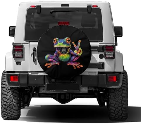 KiuLoam Peace Colorful Frog Tie Dye Swirl Spare Tire Cover by KiuLoam
