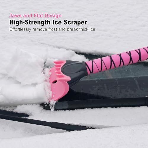 57 Inch Long Snow Brush with Broom Ice Scraper - Image 6