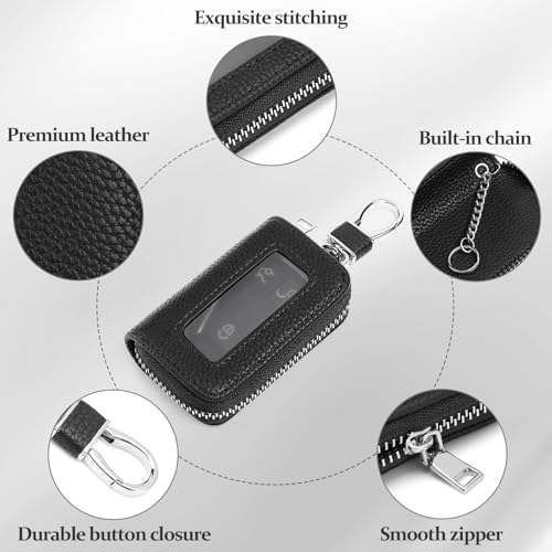 SENDEFN Universal Car Key Fob Case Leather Smart Remote Keychain Protector - Image 4