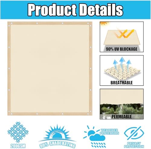 Amagenix 90% Pergola Shade Cover 9' X 15' Sun Shade Cloth - Image 3
