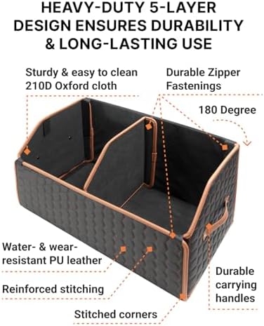 Owleys Trunk Organizer for Car, PU Leather, 17.7in 40L - Image 2