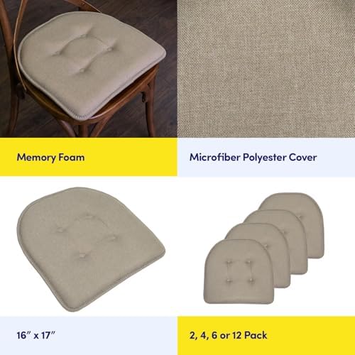 Sweet Home Collection Chair Cushion Memory Foam Pads Tufted Slip Non Skid - Image 6