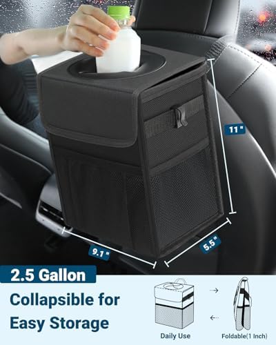Capolo Car Trash Can with Lid, Leakproof Car Garbage Can Car Trash Bag - Image 2