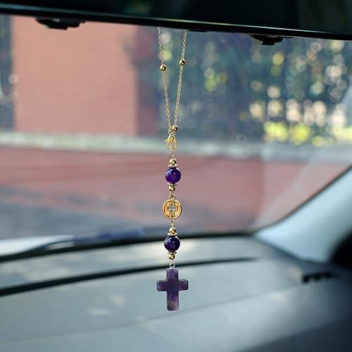Amethyst Cross Car Hanging Ornament - Image 4