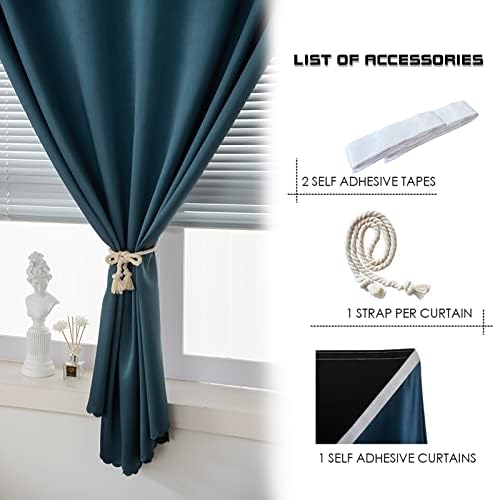 AJAZZ 100% Window Blinds Blackout Portable Blackout Curtains Adhesive Curtains - Image 2