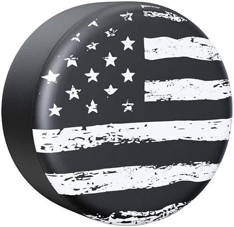 Moonet 16" American Flag Spare Tire Cover Black-White by Moonet
