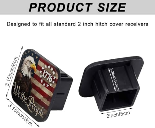 American Flag Bald Eagle Tow Hitch Covers Heavy Duty Rubber Trailer Hitch Cover - Image 2