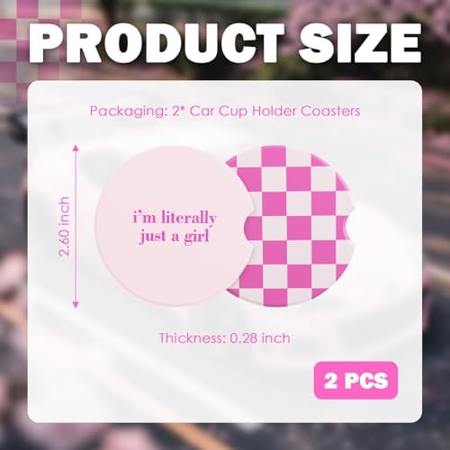 Car Cup Coasters 2-in-1 Style Set, 2.75-Inch Checkered Cup Holder Coasters - Image 2
