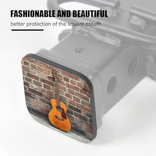 Hitch Cover Fits for 2-Inch Hitch, Acoustic Guitar Leaning Against Brick Wall - Image 4