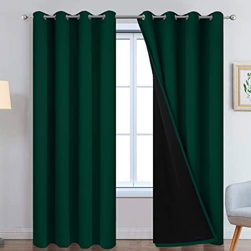 Yakamok Dark Green 100% Blackout Curtains 90 Inches Long 52" Wide 2 Panels by Yakamok