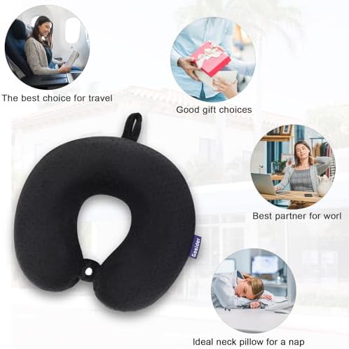 Black Travel Neck Pillow U Shape Memory Foam Airplane Pillow Soft - Image 6
