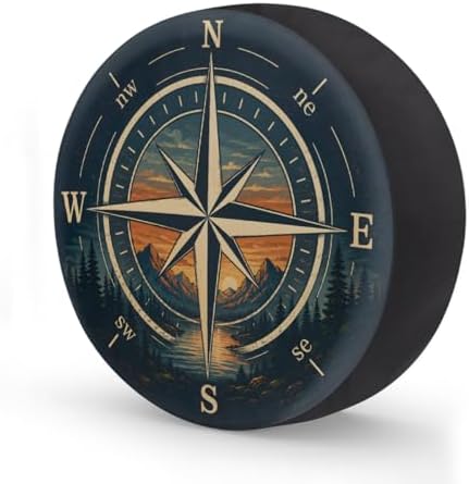 Retro Mountain Compass Spare Tire Cover Wheel Covers Protectors Waterproof by cfpolar