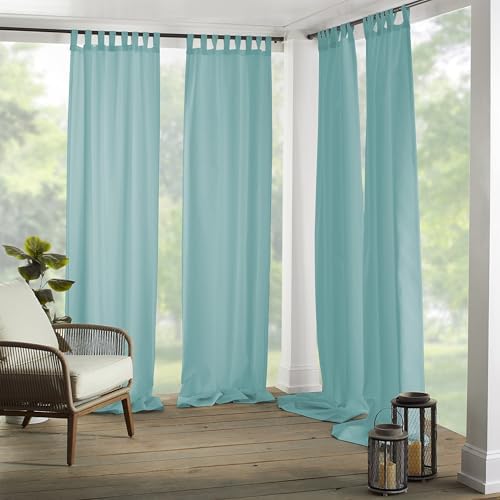 Matine Solid Tab Top Indoor/Outdoor Window Curtain, Mineral by ElreneHomeFashion