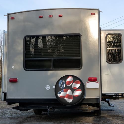 Paws Us American Flag Spare Tire Cover Dust-Proof Wheel Tire Cover Fit Trailer - Image 6