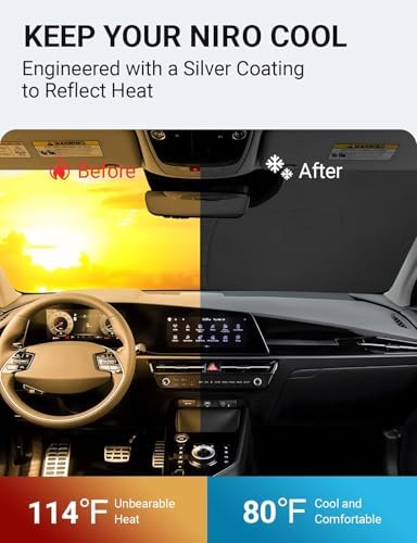 Proadsy Custom Fit 2017-2022 Kia NIRO Windshield Sun Shade, Blocks Heat - Image 3