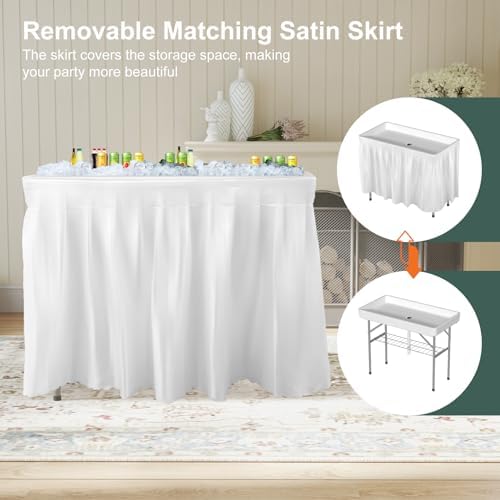 4 Foot Ice Cooler Table with Drain and Detachable Skirt - Image 3