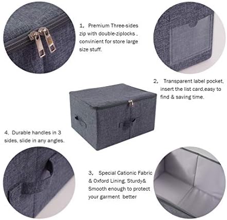 2Pcs Fabric Folding Washable Wardrobe Clothes Storage Baskets - Image 3