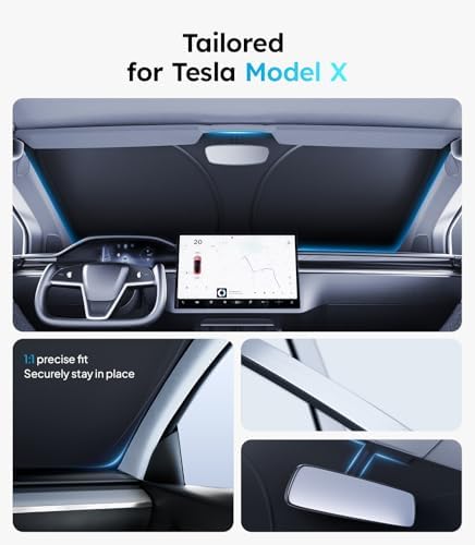 Wigoo for Tesla Model X Windshield Sunshade, Keeps Cool, OEM Design - Image 4