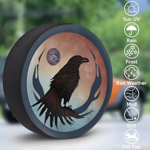 Spare Tire Cover for RV Trailer, Crow Pattern Tire Covers Universal Fit for - Image 3