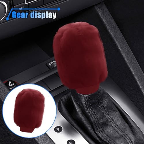 2PCS Plush Car Gear Shift Knob Cover & Handbrake Cover, Soft Fluffy Shift Knob - Image 3