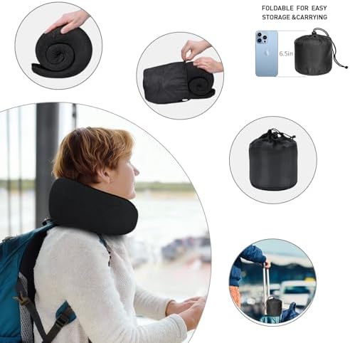 Neck Travel Pillows for Airplanes Memory Foam Neck Comfort Pillow Compact - Image 4