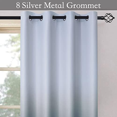 SimpleHome Ombre Gradient Navy Blue White to Gray Bedroom Curtains - Image 3