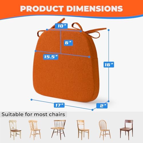 Sunsleek Chair Cushions for Dining Chairs D-Shaped Seat Cushions Chair Pads - Image 2