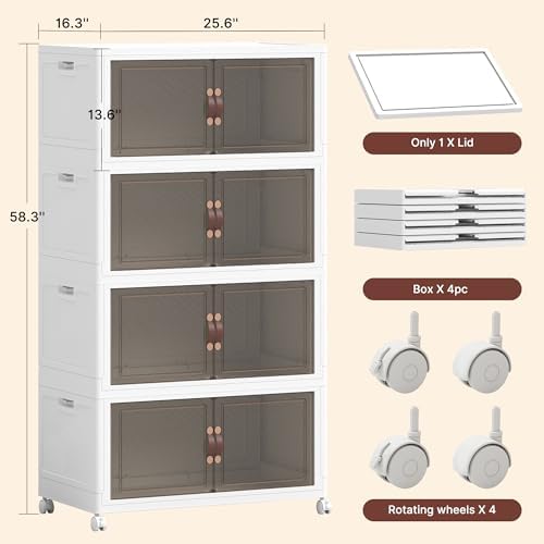 Stackable Storage Bins with Doors & Lids & Wheels - Image 2
