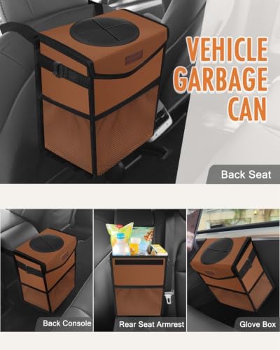 Pritent Car Trash Can with Lid Leakproof Car Garbage Bag Vehicle Trash Bin - Image 5